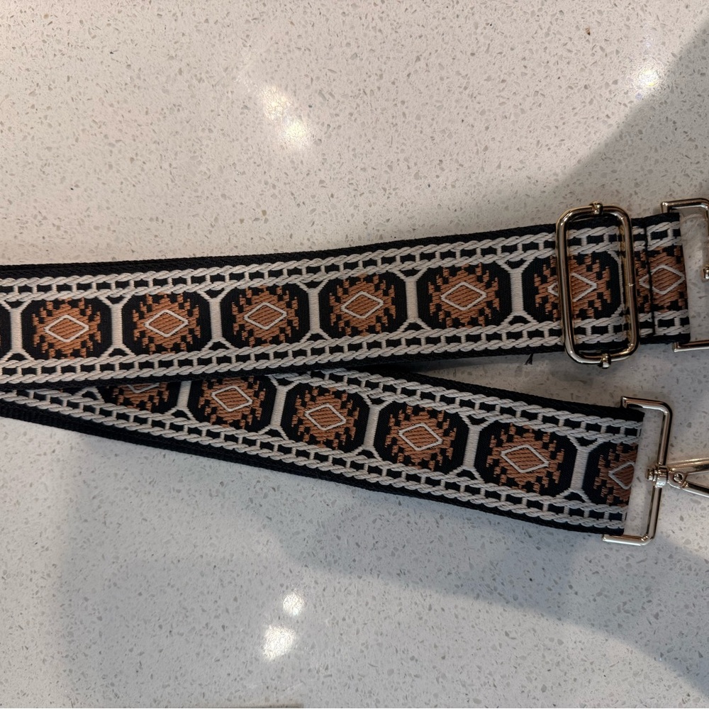 Black and Brown Patterned Bag Strap